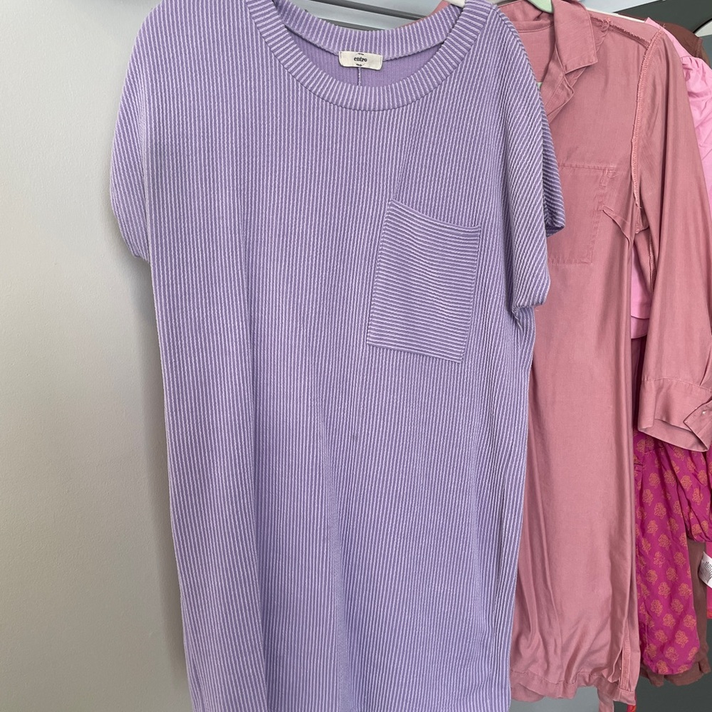 Lavender Ribbed T-Shirt Dress